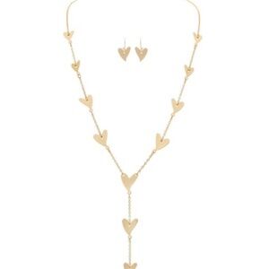 Gold Heart Necklace and Earring Set